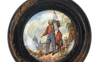 Antique Porcelain Plaque Portrait Garibaldi