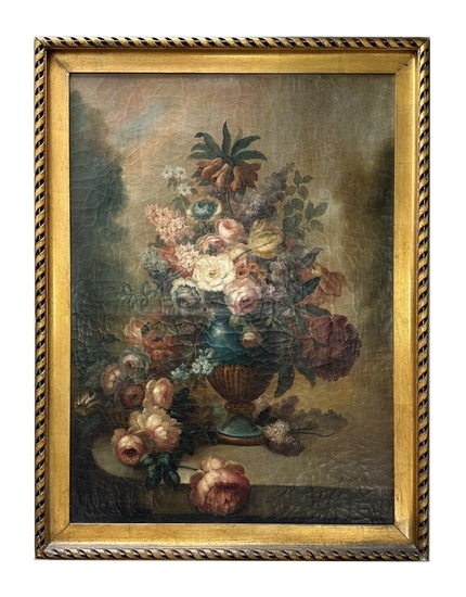 Antique Still Life of Flowers Painting in the Manner of Paulus Theodorus Van Brussel