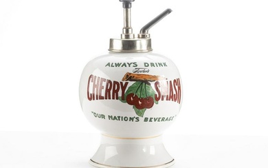 Antique Syrup Dispenser marked "Cherry Smash" excellent condition, 15" T to top of pump x 10"