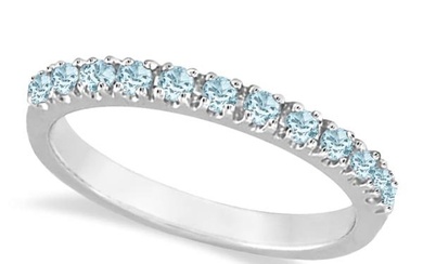 Aquamarine Stackable Ring Anniversary Band in 14k White