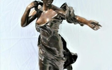 Art Deco Lady bronze , Title ( in the wind ) after