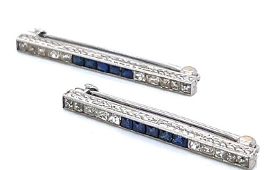 Art Deco Platinum Diamond & Sapphire Lingerie Clips