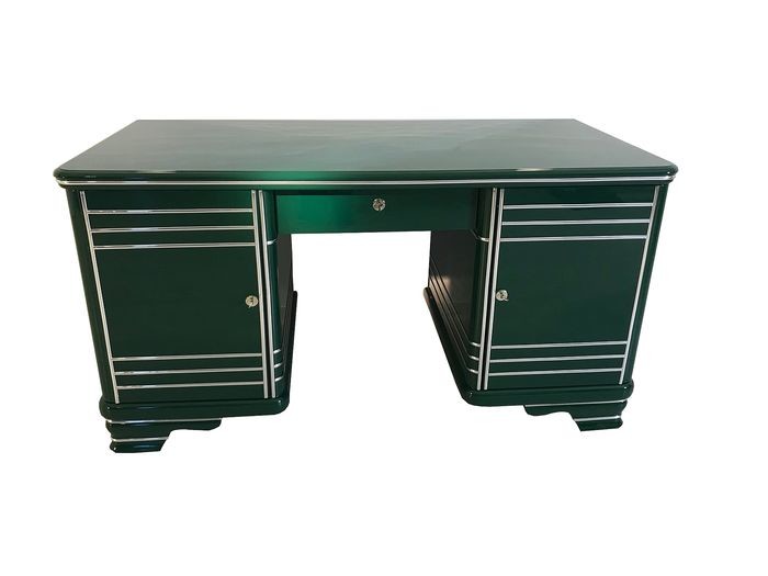 Art Deco desk 1920 from France Racing Green