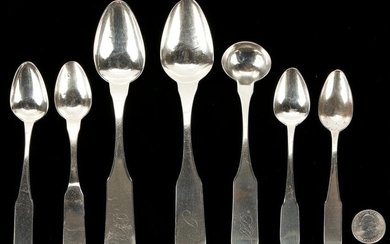 Asa Blanchard Ky Coin Silver Cream Ladle & 6 Spoons