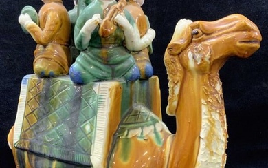 Asian Sancai Glazed Ceramic Camel Figure