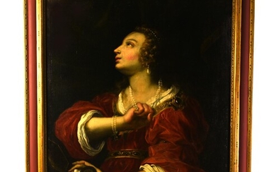 Attribuito a Bartolomeo Biscaino (1632 - 1657) VANITAS olio su tela, cm 93x75