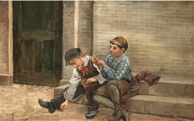 Attributed to John George Brown (American, 1831-1913), Oil on Canvas of Two Boy.