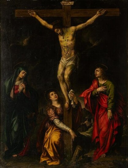 Attributed to Otto Van Veen The Crucifixion, with the Virgin Mary, Mary Magdalene and St. John the