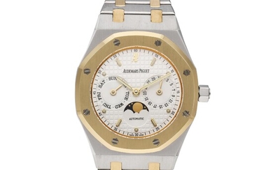Audemars Piguet Reference 25594SA.OO.0789SA.06 Royal Oak Day-Date | A stainless steel and yellow gold wristwatch with day, date, moon phases and bracelet, Circa 1990