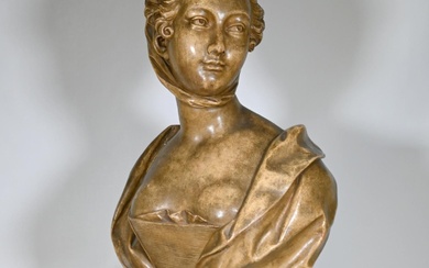 Augustin Pajou (1730-1809) dans le goût de, buste de jeune femme vêtue à la façon...