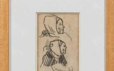 BERNARD Emile (1868 -1941) - "Les bretonnes" - Pencil drawing,...