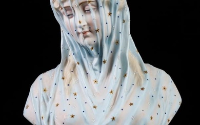 BISQUE PORCELAIN BUST OF WOMAN IN VEIL