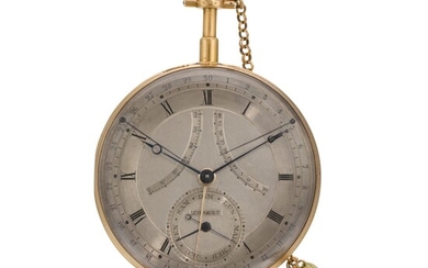 BREGUET | A RARE AND FINE GOLD SELF-WINDING MINUTE REPEATING WATCH WITH DATE, DAY OF THE WEEK, UP-AND-DOWN INDICATION AND THERMOMETER NO. 20-148 'MONTRE PERPÉTUELLE' SOLD TO LE DUC DE PRASLIN 20 DECEMBER 1791 FOR 4000 FRANCS