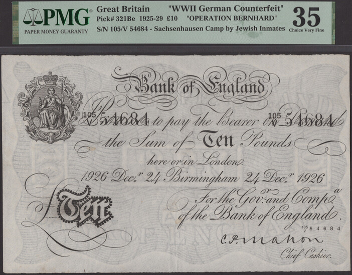 Bank of England, Cyril P. Mahon, Operation Bernhard, £10, Birmingham, 24 December...