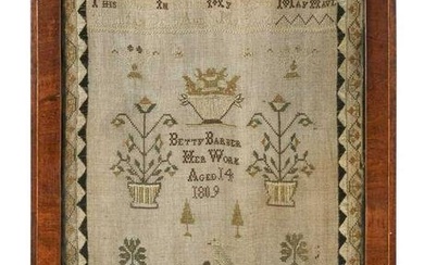 Betty Barber, an embroidered sampler, 1809