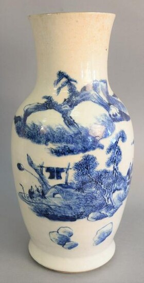 Blue and white Chinese Meiping vase with hand painted