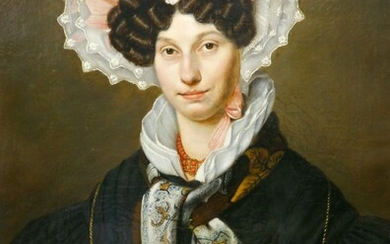 Bourkhart, Frans Xaverius, wohl, Porträt einer Dame mit gelocktem Haar. 1853