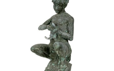 Bronze Boy with Fish Garden Fountain Statue