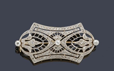 Brooch with rose-cut diamonds and three centers in