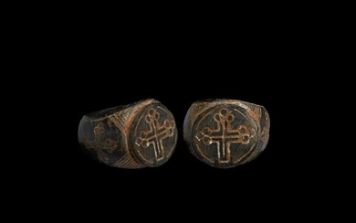 Byzantine Carved Stone Ring with Crosses