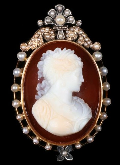 CAMEO BROOCH/PENDANT IN 14K GOLD