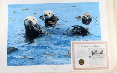 CHARLES FRACE WILDLIFE OTTERS SIGNED LE PRINT