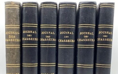 [CHASSE]. LE JOURNAL DES CHASSEURS. Paris, Bureaux, rue Neuve-des-Bons-Enfants, 1841-1851. Six volumes in-8 ½ basane...