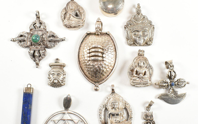 COLLECTION OF 925 SILVER & WHITE METAL PENDANTS