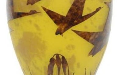 Cameo Glass Vase with Geese