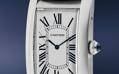 Cartier, Ref. 1734 A fine and attractive oversized platinum rectangular wristwatch with certificate and presentation box