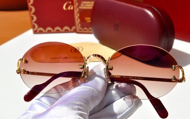 Cartier - Vintate Occhiali da sole Cartier C Decor personalizzati con Rubini Colombiani Custom Rimless - Sunglasses