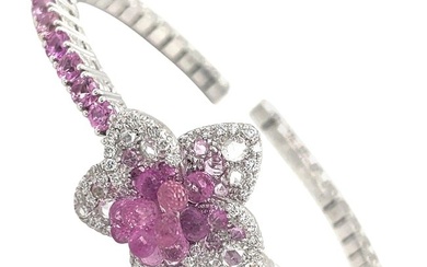 Cellini 18KT White Gold 8.66Ct. Pink Sapphire 6.75Ct. Diamond Flower Bracelet