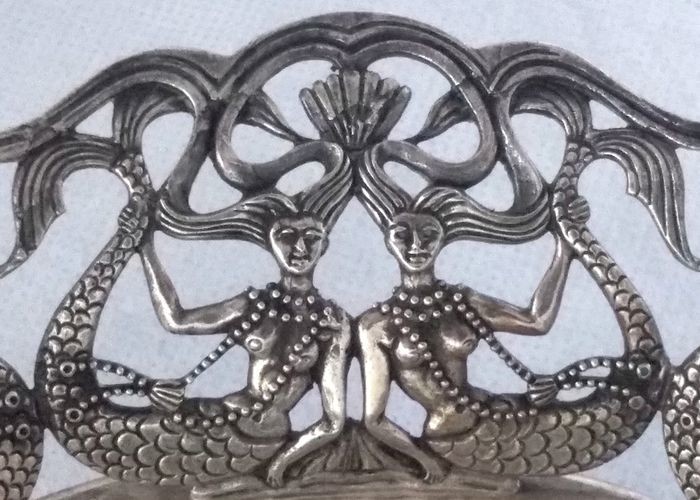 Centerpiece, with mermaids- .800 silver - Fratelli Fossi - Florence- Italy - mid 20th century