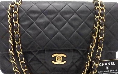 Chanel CHANEL Shoulder Bag Matelasse Double Flap Leather/Metal Black x Gold Women's