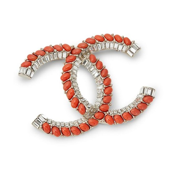 Chanel - an imitation coral and paste brooch.