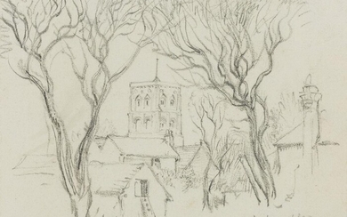 Charles West Cope, RA, British 1811-1890- The Church at Old Shoreham, Sussex; pencil on paper, indistinctly inscribed and dated 'Shoreham Oct 8 1833 / ...' (lower centre), 13.5 x 17 cm., (unframed). Provenance: Collection of William Drummond.;...