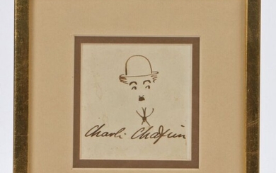 Charlie Chaplin (1889-1977), a signed self portrait as his most famous incarnation 'The Tramp', 7.