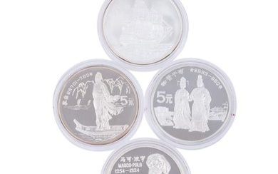 China /SILBER - 4 x 5 Yuan 80er Jahre