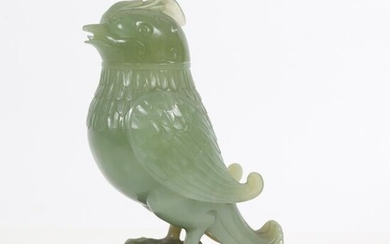 Chinese Archaistic Style Jade Bird as Jar, 20th C.