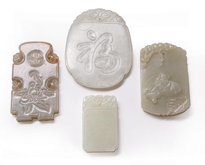 Chinese Celadon Jade Plaques or Pendants