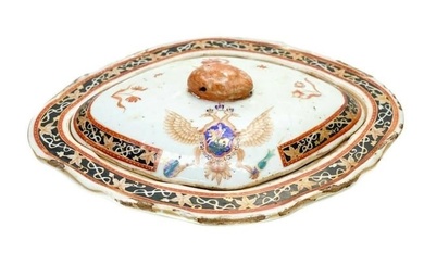 Chinese Export Porcelain Covered Serving Bowl, Imperial Double Eagle, c1800