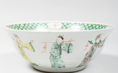 Chinese Famille Verte Porcelain Punch Bowl