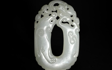 Chinese White Jade Disk with Chilong, 18th Century