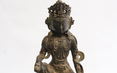 Chinese gilt bronze sculpture of deity