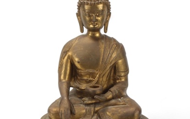 Chinese gilt-bronze seated Buddha, height 40cm