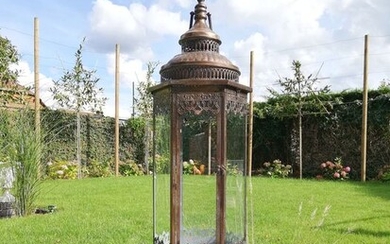 Chinoiserie Lantern XL - Glass, metal - recent