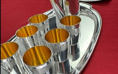 Christofle Set Completo da Liquore Christofle - Tray (6) - Complete Christofle Liqueur Set - Silver-plated