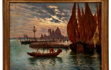 Ciardi, Beppe (Attrib.): Blick auf die Lagune von Venedig in der Abenddämmerung