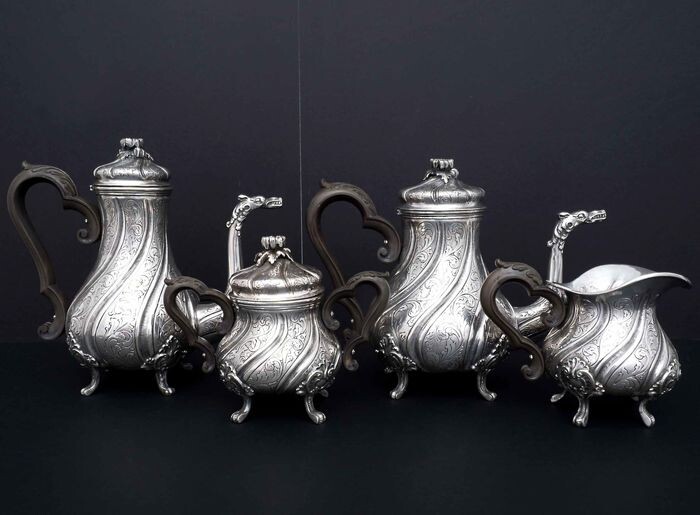 Coffee and tea service (4) - .800 silver - Italy - Early 20th century