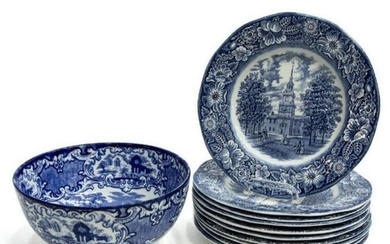 Collection of English Staffordshire Blue Transferware